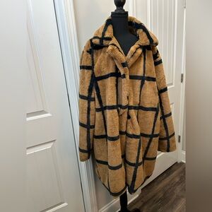 Ashley Stewart Tan and Black Teddy Jacket